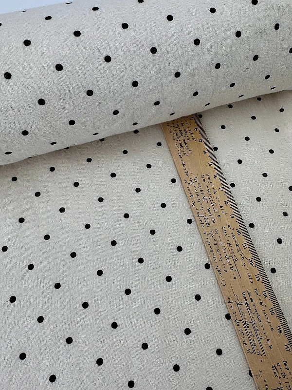 MM R3-C3 Муслін жатка 2-х шаровий принт геометричний горошки чорні дрібні на айворі 100% бавовна 135