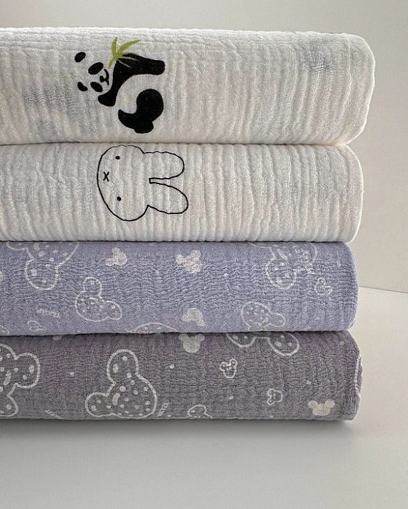 M-11/D-29-50 Муслін жатка 2-х шаровий принт звірята Міккі Мауси на сірому 100% бавовна 135-140 см 12