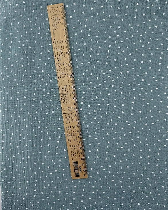 M-14/D-34-38 Муслін жатка 2-х шаровий принт геометричний горошки білі дрібні хаотичні на шавлієвому