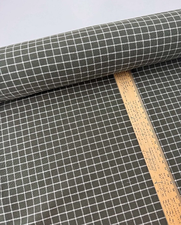 DENNIS 1C10 варена бавовна з начісом принт геометричний клітинка біла на оливковому 100% бавовна 145