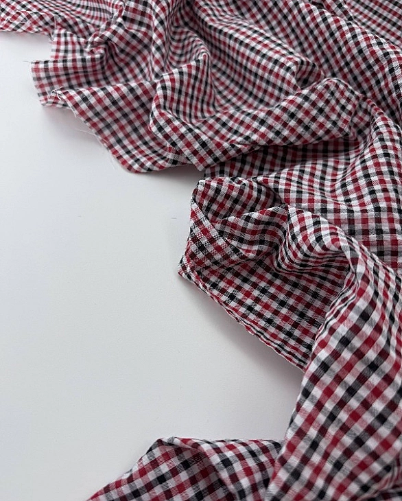 DENNIS-5C6 сорочкова тканина принт геометричний клітинка червоно-чорна 100% бавовна 145-150 см 110 г