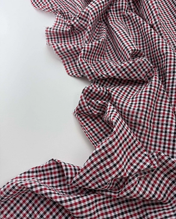 DENNIS-5C6 сорочкова тканина принт геометричний клітинка червоно-чорна 100% бавовна 145-150 см 110 г