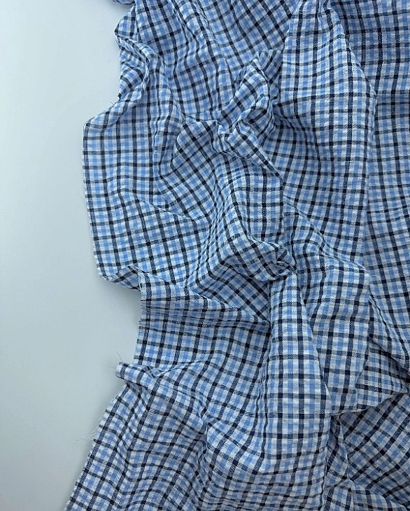 DENNIS-5C2 сорочкова тканина принт геометричний клітинка чорно-блакитна 100% бавовна 145-150 см 110