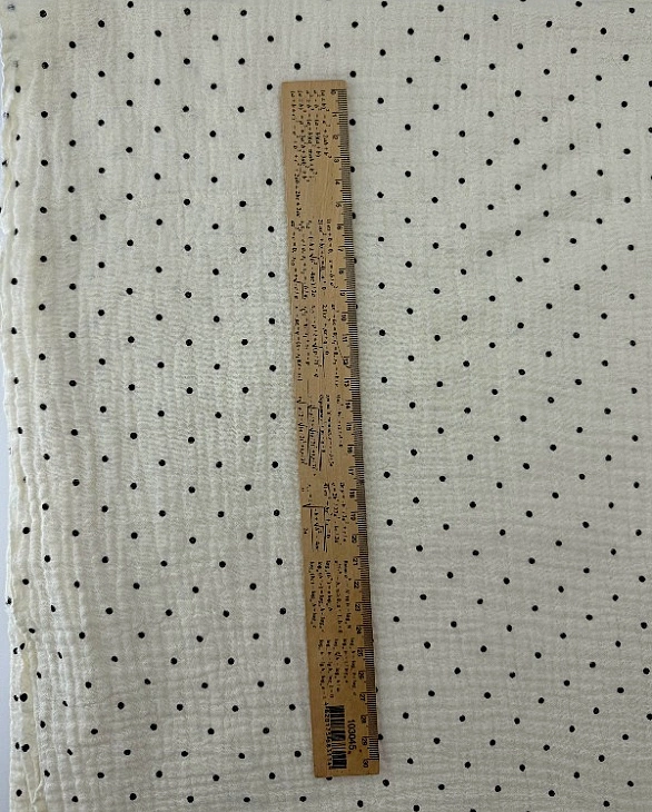 MM R3-C3 Муслін жатка 2-х шаровий принт геометричний горошки чорні дрібні на айворі 100% бавовна 135