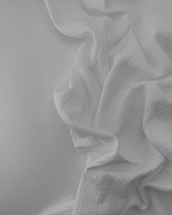 MC/02 Муслін жатка 2-х шаровий однотон молочний 100% бавовна 135-140 см 125-135 грам/м.кв.