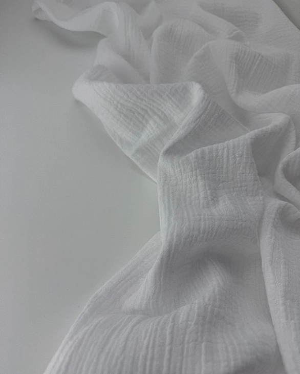 MC/02 Муслін жатка 2-х шаровий однотон молочний 100% бавовна 135-140 см 125-135 грам/м.кв.