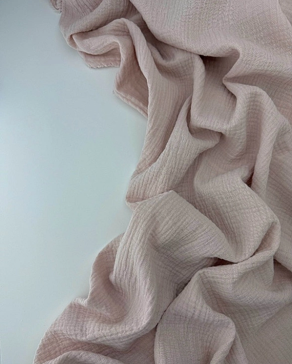 MC/05 Муслін жатка 2-х шаровий однотон бежево-пудровий 100% бавовна 135-140 см 125-135 грам/м.кв.