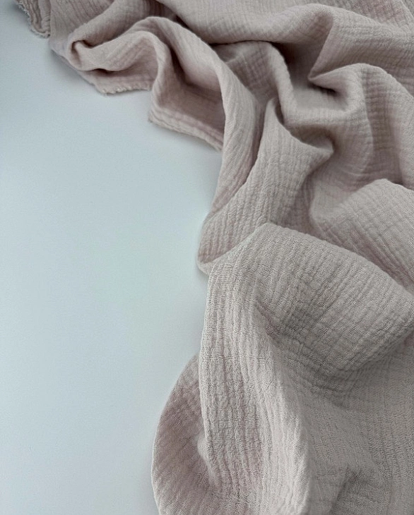 MC/05 Муслін жатка 2-х шаровий однотон бежево-пудровий 100% бавовна 135-140 см 125-135 грам/м.кв.