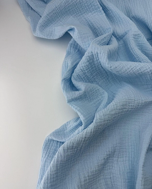 MC/13 Муслін жатка 2-х шаровий однотон яскраво-блакитний 100% бавовна 135-140 см 125-135 грам/м.кв.