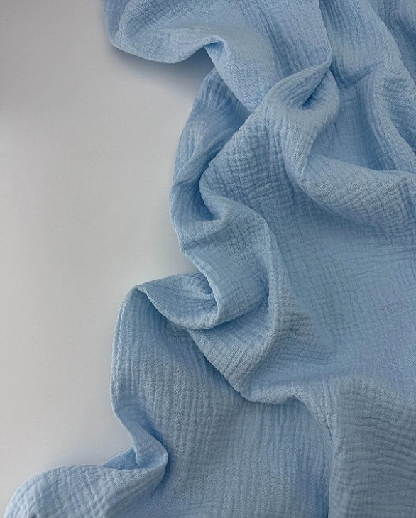 MC/13 Муслін жатка 2-х шаровий однотон яскраво-блакитний 100% бавовна 135-140 см 125-135 грам/м.кв.