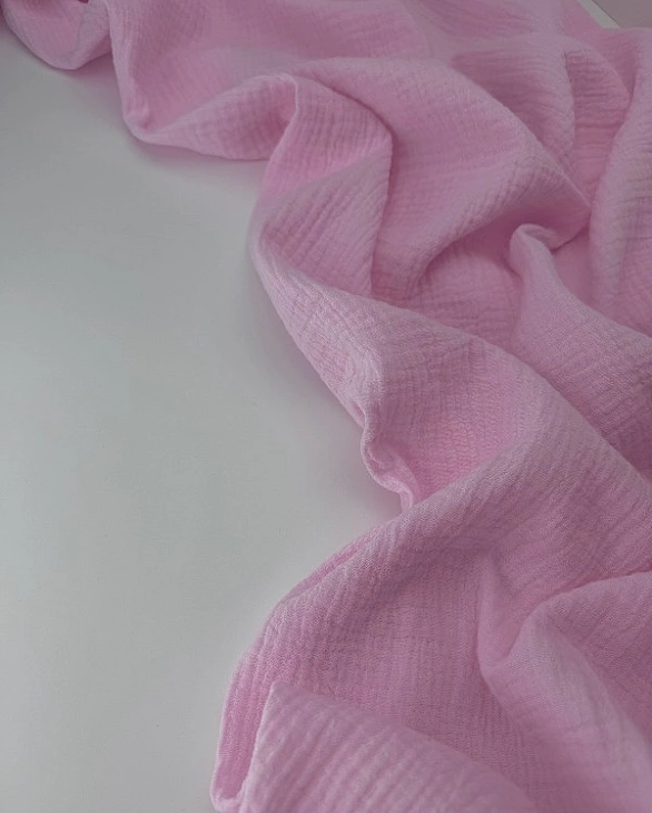 MC/16 Муслін жатка 2-х шаровий однотон світло-рожевий 100% бавовна 135-140 см 125-135 грам/м.кв.