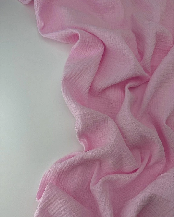 MC/16 Муслін жатка 2-х шаровий однотон світло-рожевий 100% бавовна 135-140 см 125-135 грам/м.кв.