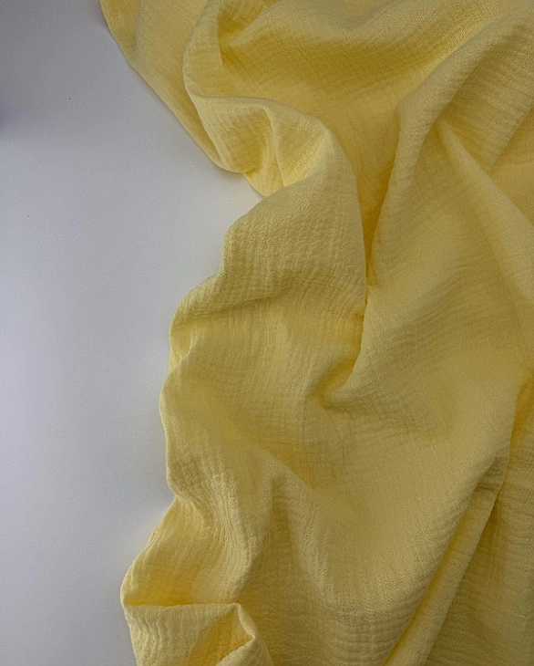 MC/21 Муслін жатка 2-х шаровий однотон пастельно-жовтий 100% бавовна 135-140 см 125-135 грам/м.кв.