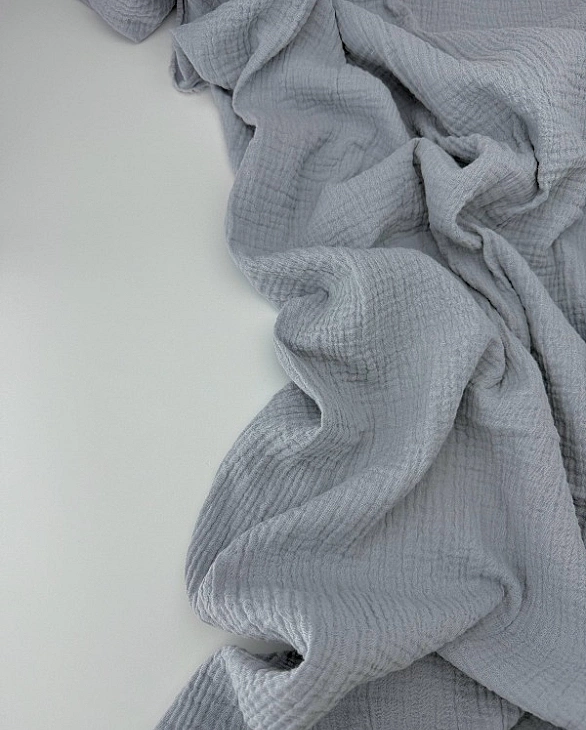 MC32 Муслін жатка 2-х шаровий однотон світло-сірий 100% бавовна 135-140 см 125-135 грам/м.кв.