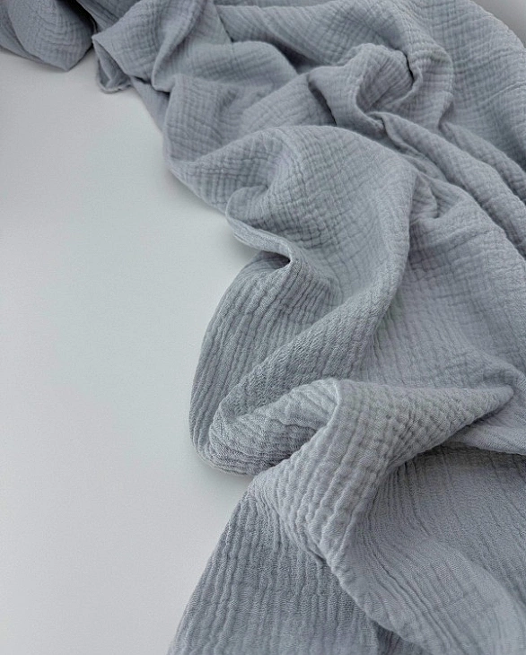 MC32 Муслін жатка 2-х шаровий однотон світло-сірий 100% бавовна 135-140 см 125-135 грам/м.кв.