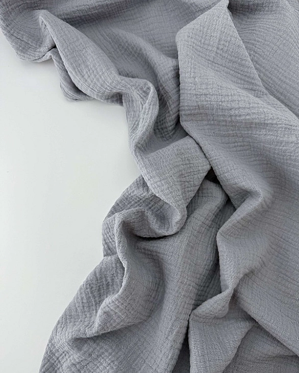 MC32 Муслін жатка 2-х шаровий однотон світло-сірий 100% бавовна 135-140 см 125-135 грам/м.кв.