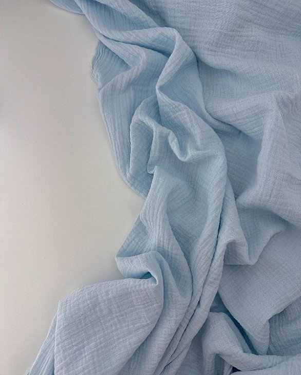 MC/69 Муслін жатка 2-х шаровий однотон пильно-блакитнй 100% бавовна 135-140 см 125-135 грам/м.кв.