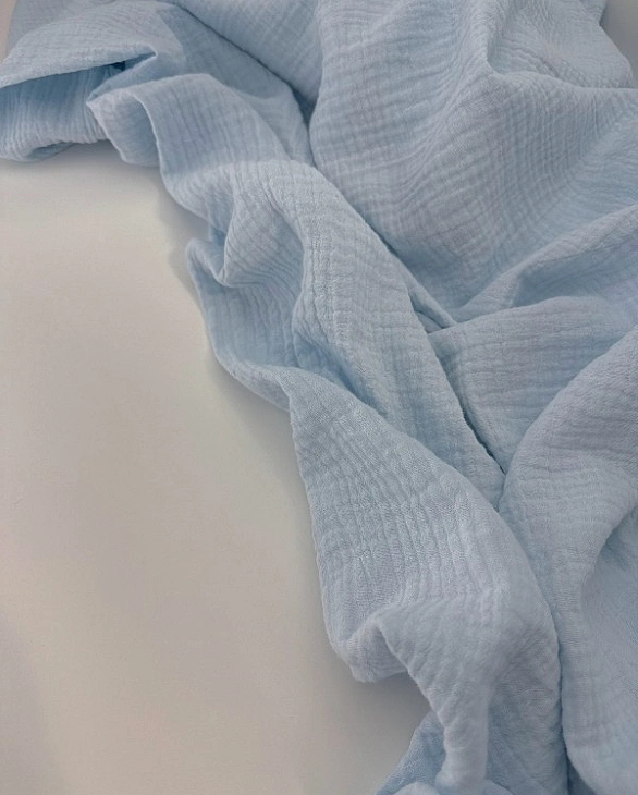 MC/69 Муслін жатка 2-х шаровий однотон пильно-блакитнй 100% бавовна 135-140 см 125-135 грам/м.кв.