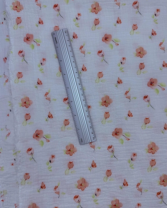 M 5033 C2 Муслін жатка 2-х шаровий принт квіти рожеві віоли на білому 100% бавовна 135-140 см 125-13