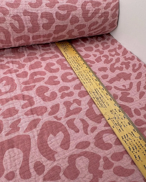 M 112 C78 Муслін жатка 2-х шаровий принт цятки леопард дрібні на рожевому 100% бавовна 135-140 см 12