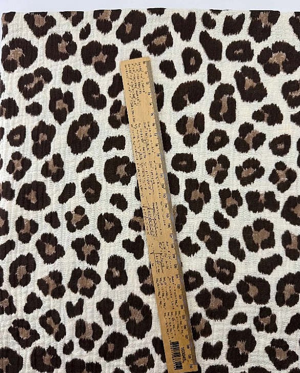 M 115 C 3 Муслін жатка 2-х шаровий принт цятки леопард коричневі на айворі 100% бав