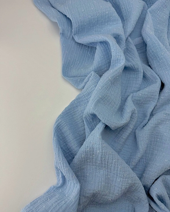 MS C/13 | SANGRIA -C0005 Муслін мушка 2-х шаровий однотон яскраво-блакитний 100% бавовна 135-140 см