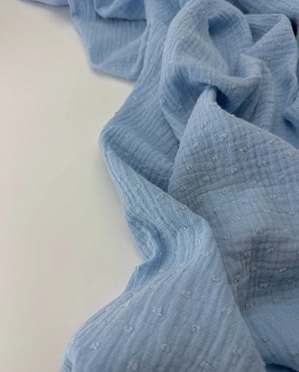 MS C/13 | SANGRIA -C0005 Муслін мушка 2-х шаровий однотон яскраво-блакитний 100% бавовна 135-140 см