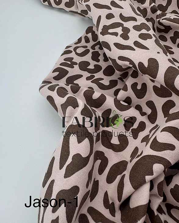 JASON-1 J001 фланель принт цятки леопард коричневі на бежево-пудровому 100% бавовна 145-150 см 150-1