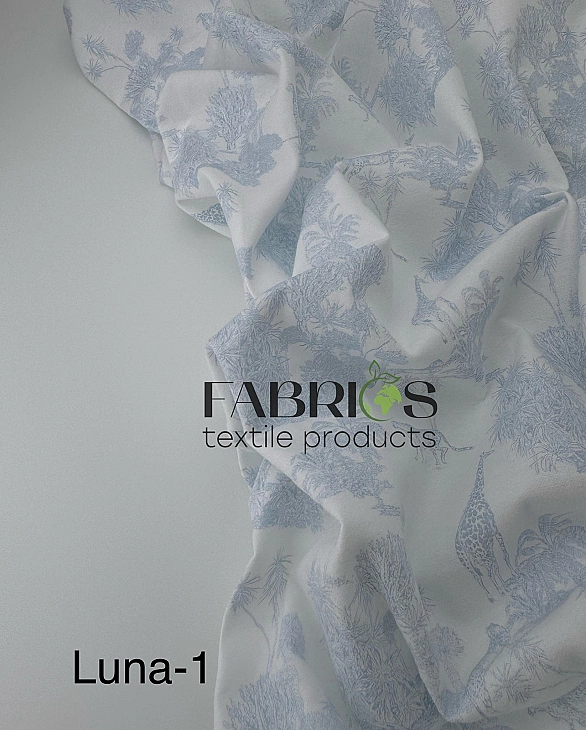 LUNA-1 L001 фланель принт Діор сафарі блакитний на молочному 100% бавовна 145-150 см 150-160 грам/м.