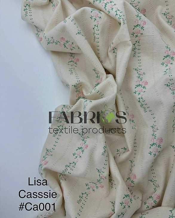 CASSSIE CA001 фланель принт квіти рожеві на айворі 100% бавовна 142-148 см 150-160 грам/м.кв.