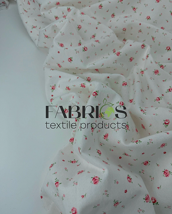 F 3 C2 фланель принт квіти троянди червоні на білому 100% бавовна 150 см 150-160 грам/м.кв.