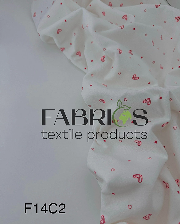 F 14 C2 фланель принт LOVE сердечки червоні намальовані на білому 100% бавовна 150 см 150-160 грам/м