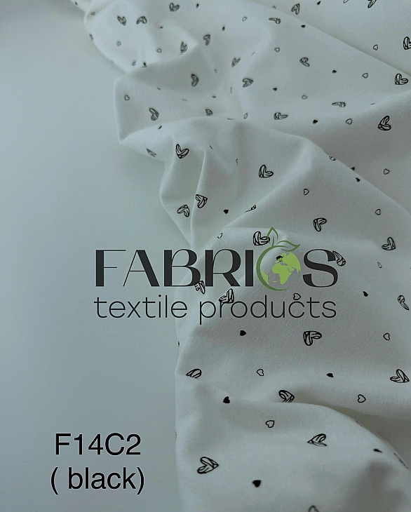 F 14 C2 BLACK фланель принт LOVE сердечки чорні намальовані на білому 100% бавовна 150 см 150-160 гр