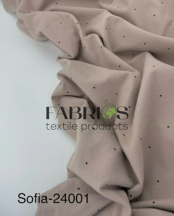 F 102 C10 фланель принт геометричний крапочки чорні на бежевому 100% бавовна 150 см 150-160 грам/м.к