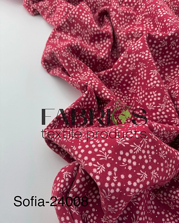SOFIA 24008 C 888 фланель принт квіти розсипні білі на бордовому 100% бавовна 150 см 150-160 грам/м.