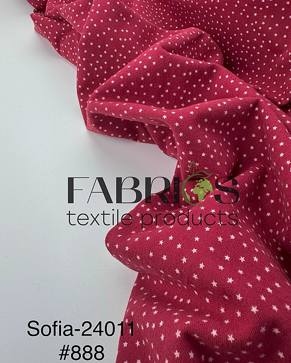 SOFIA 24011 C 888 фланель принт геометричний зірочки дрібні білі на бордовому 100% бавовна 150 см 15