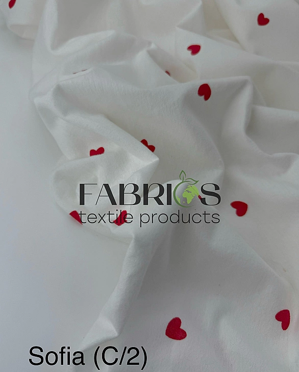 SOFIA C 2 фланель принт LOVE сердечки червоні середні на білому 100% бавовна 150 см 150-160 грам/м.к