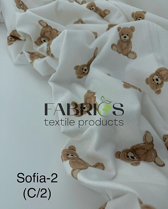SOFIA 2 C 2 фланель принт звірята ведмедики на білому 100% бавовна 150 см 150-160 грам/м.кв.