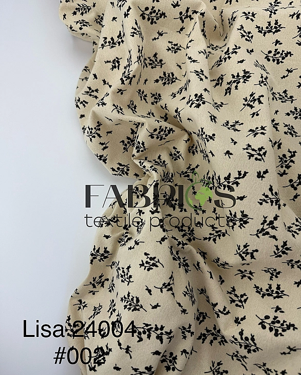 LISA 24004 C 002 Тепла бавовна принт рослинний гілочки чорні на айворі 100% бавовна 150 см 150 грам/
