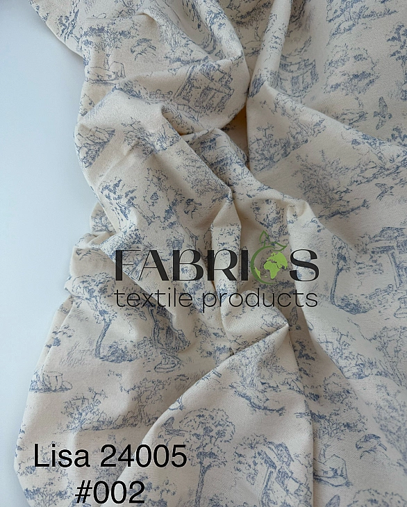 LISA 24005 C 002 Тепла бавовна принт Діор блакитний на молочному 100% бавовна 150 см 150 грам/м.кв.