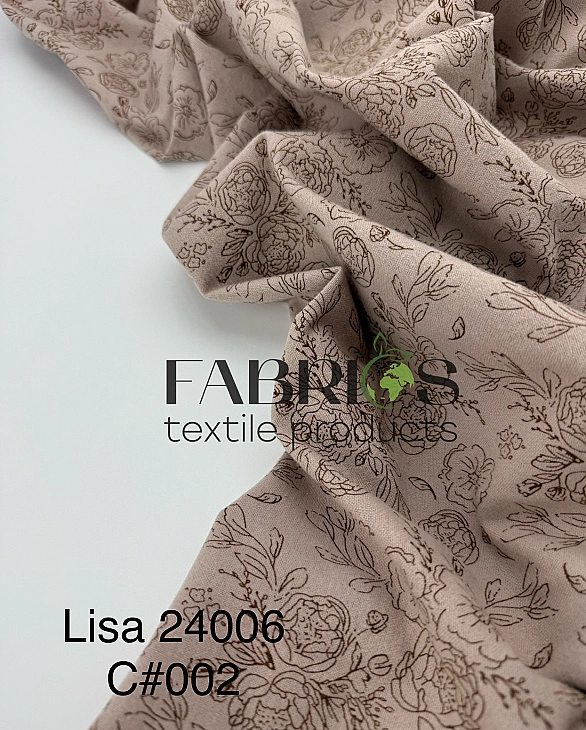 LISA 24006 C 002 Тепла бавовна принт квіти намальовані на бежевому 100% бавовна 150 см 150 грам/м.кв