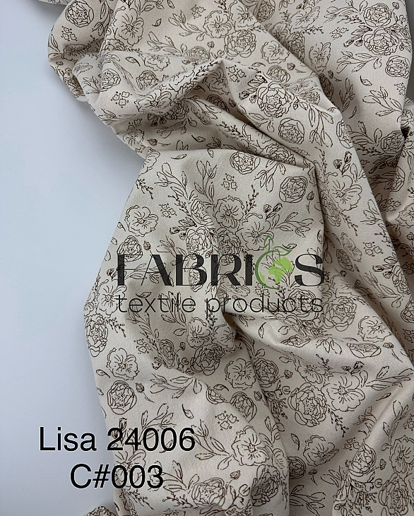 LISA 24006 C 003 Тепла бавовна принт квіти намальовані на молочному 100% бавовна 150 см 150 грам/м.к