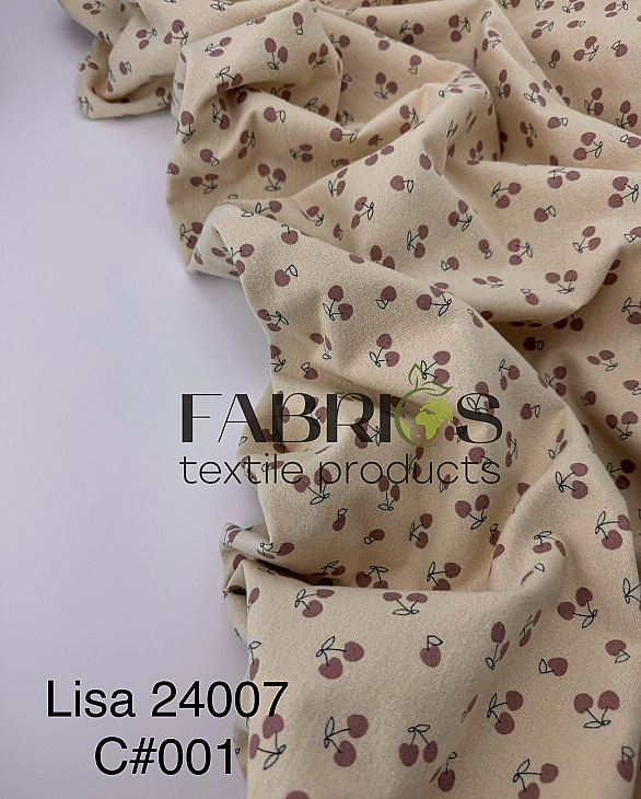 LISA 24007 C 001 Тепла бавовна принт фрукти,ягоди, овочі вишеньки на айворі 100% бавовна 150 см 150