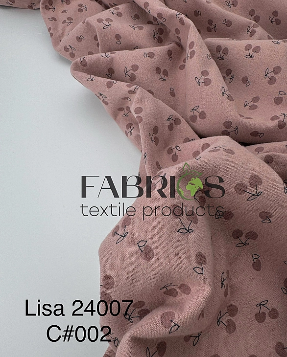 LISA 24007 C 002 Тепла бавовна принт фрукти,ягоди, овочі вишеньки на рожево-пудровому 100% бавовна 1