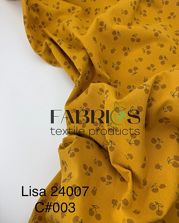 LISA 24007 C 003 Тепла бавовна принт фрукти,ягоди, овочі вишеньки на гірчичному 100% бавовна 150 см