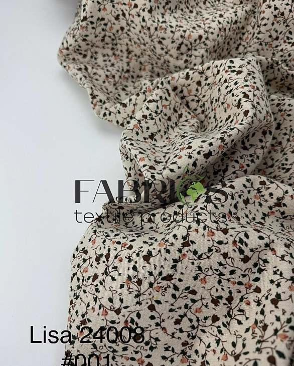LISA 24008 C 001 Тепла бавовна принт геометричний гілочки з квітами на айворі 100% бавовна 150 см 15