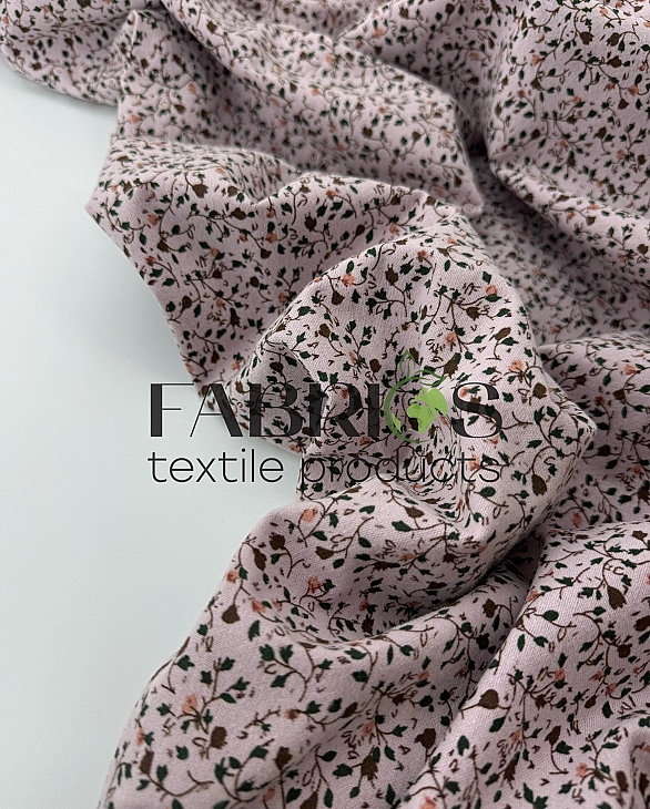 LISA 24008 C 002 Тепла бавовна принт рослинний гілочки з квітами на рожевому 100% бавовна 150 см 150