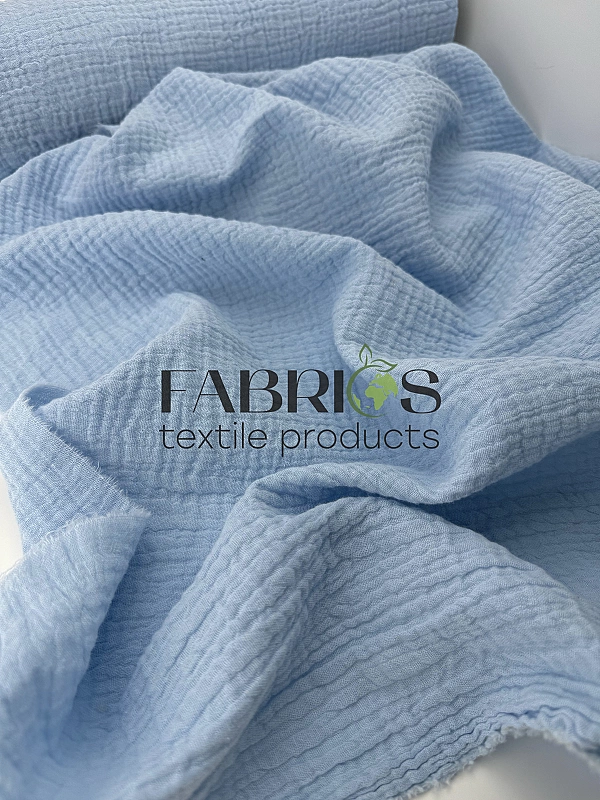 MC/13 Муслін жатка 2-х шаровий однотон яскраво-блакитний 100% бавовна 135-140 см 125-135 грам/м.кв.