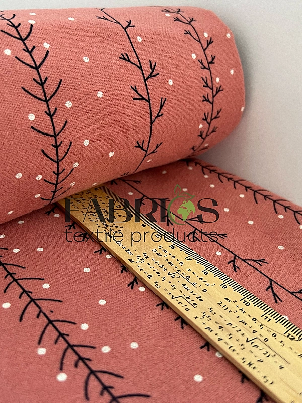 LISA-25 701 Тепла бавовна принт рослинний гілочки з крапочками на джеральдіні 100% бавовна 150 см 15