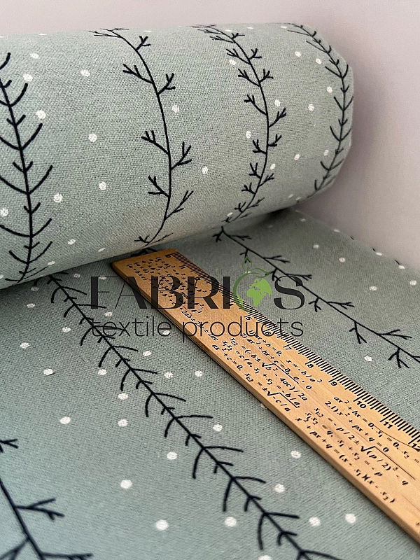 LISA-25 702 Тепла бавовна принт геометричний гілочки з крапочками на ментоловому 100% бавовна 150 см